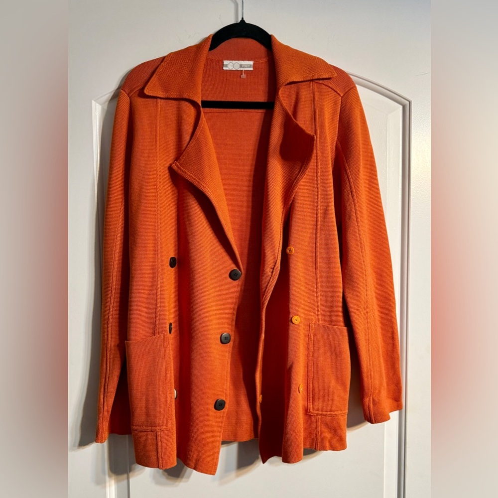 GO KNIT Orange‎ Double-Breasted Knit Jacket